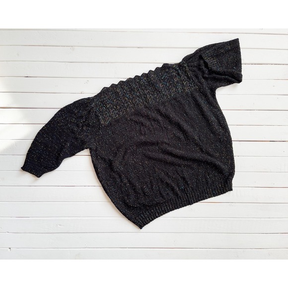 black sparkly sweater 80s vintage Adele rainbow glitter sweater - Picture 1 of 4